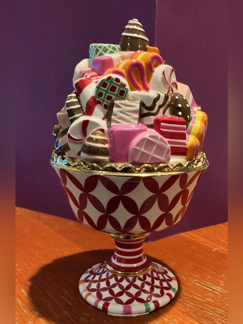 NEW w/o box Department 56 Glitterville Ceramic Candy Dish w/Lid Sugarplums Rare